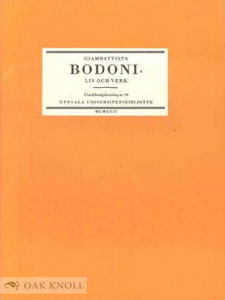 Order Nr. 69497 GIAMBATTISTA BODONIS LIV OCH VERK. Gösta Johnsen