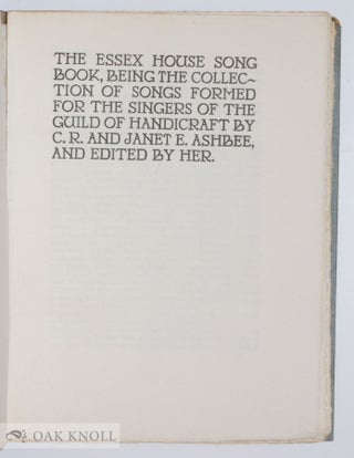 THE ESSEX HOUSE SONG BOOK.