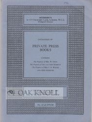 Order Nr. 70288 CATALOGUE OF PRIVATE PRESS BOOKS