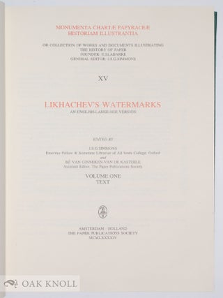 LIKHACHEV'S WATERMARKS, AN ENGLISH-LANGUAGE VERSION.