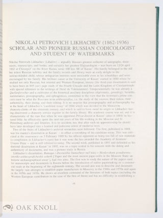 LIKHACHEV'S WATERMARKS, AN ENGLISH-LANGUAGE VERSION.
