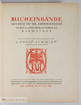 BUCHEINBÄNDE AUS DEM XIV - XIX JAHRHUNDERT IN DER LANDESBIBLIOTHEK ZU DARMSTADT.