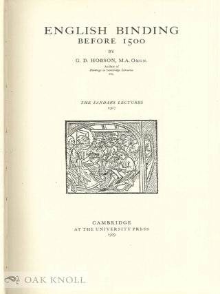 ENGLISH BINDING BEFORE 1500