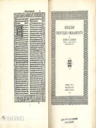 Order Nr. 71435 ENGLISH PRINTERS' ORNAMENTS. Henry R. Plomer
