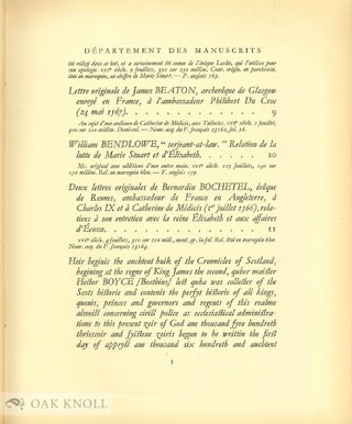 COLLECTION DE MANUSCRITS, LIVRES, ESTAMPES ET OBJETS D'ART RELATIFS A MARIE STUART REINE DE FRANCE ET D'ECOSSE.
