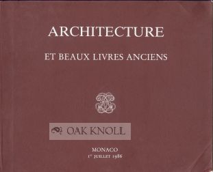 ARCHITECTURE ET BEAUX LIVRES ANCIENS