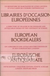 Order Nr. 71818 EUROPEAN BOOKDEALERS, A DIRECTORY OF DEALERS IN SECONDHAND AND ANTIQUARIAN BOOKS...