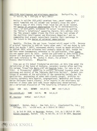 HISTORY AND ANNOTATED BIBLIOGRAPHY OF AMERICAN RELIGIOUS PERIODICALS AND NEWSPAPERS ESTABLISHED FROM 1730 THROUGH 1830, WITH LIBRARY LOCATIONS AND MICROFORM SOURCES.