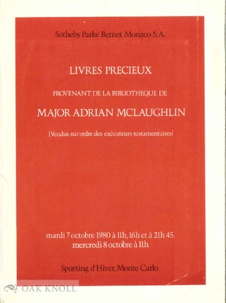Order Nr. 72386 LIVRES PRECIEUX PROVENANT DE LA BIBLITHEQUE DE MAJOR ADRIAN MCLAUGHLIN