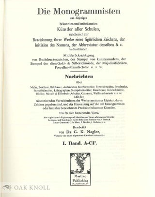 Order Nr. 73391 DIE MONOGRAMMISTEN, UND DIEJENIGEN BEKANNTEN UND UNBEKANNTEN KUNSTLER ALLER...