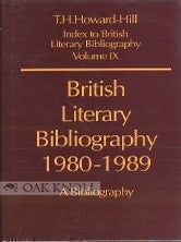 Order Nr. 75993 BRITISH LITERARY BIBLIOGRAPHY, 1980-1989, A BIBLIOGRAPHY. AUTHORS. Trevor...