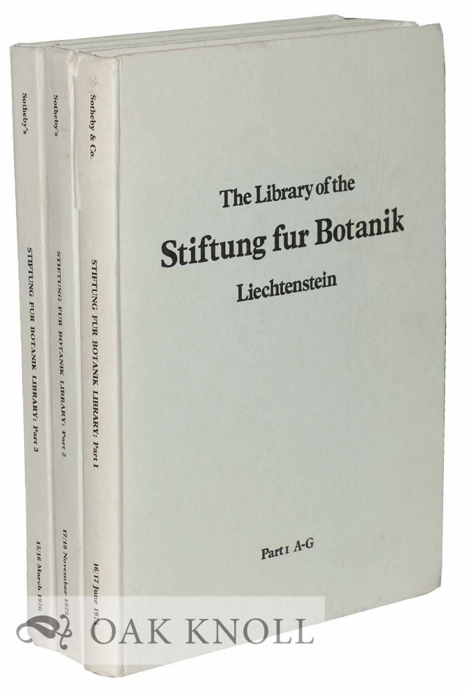 Order Nr. 76706 THE MAGNIFICENT BOTANICAL LIBRARY OF THE STIFTUNG FUR BOTANIK VADUZ LIECHTENSTEIN COLLECTED BY THE LATE ARPAD PLESCH.