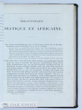 BIBLIOTHÈQUE ASIATIQUE ET AFRICAINE OU CATALOGUE A L'ASIE ET A L'AFRIQUE QUI ONT PARU DEPUIS LA DÉCOUVERTE DE L'IMPRIMERIE JUSQU'EN 1700