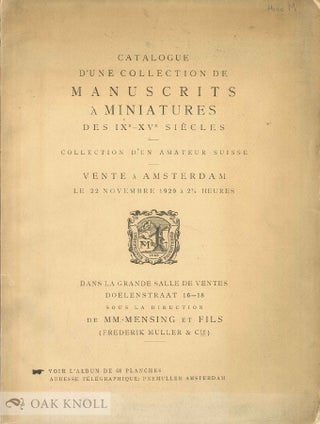 Order Nr. 77540 CATALOGUE D'UNE COLLECTION DE MANUSCRITS A MINIATURES DES IXe-XVe SIECLES,...