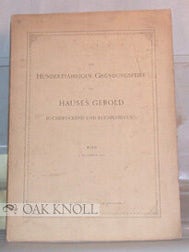 Order Nr. 79494 ZUR HUNDERTJÄHRIGEN GRÜNDUNGSFEIER DES HAUSES GEROLD