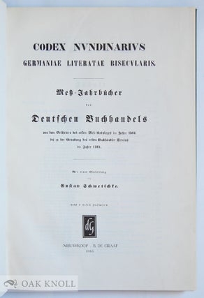 CODEX NUNDINARIUS GERMANIAE LITERATAE BISECULARIS