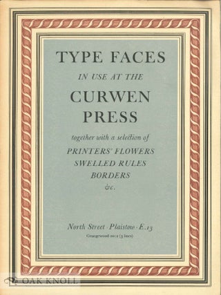 Order Nr. 87048 TYPE FACES IN USE AT THE CURWEN PRESS