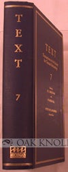 Order Nr. 87171 TEXT, TRANSACTIONS OF THE SOCIETY FOR TEXTUAL SCHOLARSHIP. 7. D. C. Greetham, W....