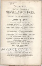 CATALOGUE OF A VALUABLE COLLECTION OF MISCELLANEOUS BOOK, IN ENGLISH ...