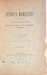 Order Nr. 87676 DERNIER MANUSCRIT DE L'HISTORIEN JACQUES MEYER, RECHERCHES SUR LE MANUSCRIT 730...