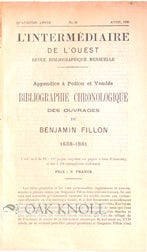 Order Nr. 87677 APPENDICE À POITOU ET VENDÉE BIBLIOGRAPHIE CHRONOLOGIQUE DES OUVRAGES DE BENJAMIN FILLON, 1838-1881. Maurice Tourneux.