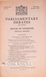 Order Nr. 87705 PARLIAMENTARY DEBATES HOUSE OF COMMONS OFFICIAL REPORT