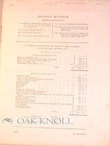 Order Nr. 88126 BRITISH MUSEUM. ACCOUNTS, ESTIMATE, AND NUMBER OF PERSONS ADMITTED