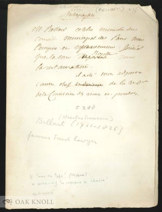 Fragment of a letter signed by Nicolas Francois Bellart