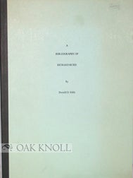 Order Nr. 88861 A BIBLIOGRAPHY OF RICHARD HURD. Donald D. Eddy