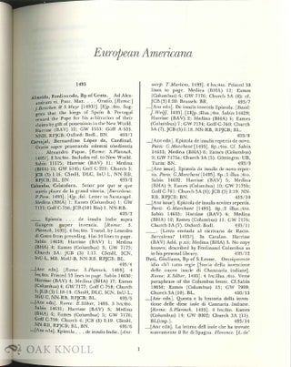 EUROPEAN AMERICANA. VOLUME ONE 1493 - 1600.