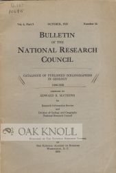 Order Nr. 90704 BULLETIN OF THE NATIONAL RESEARCH COUNCIL. Edward B. Mathews, compiler