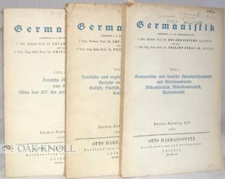 GERMANISTIK: ENTHALTEND U. A. DIE BIBLIOTHEKEN DES GEH. HOFRATS PROF. DR. EDUARD SIEVERS,...
