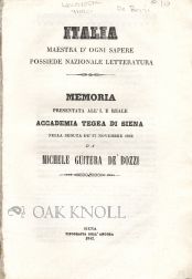 Order Nr. 91020 ITALIA MAESTRA D'OGNI SAPERE POSSIEDE NAZIONALE LETTERATURA. Michele Guitera De' Bozzi.