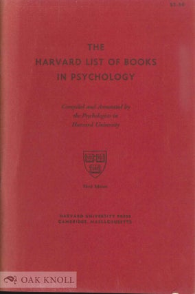 Order Nr. 91709 THE HARVARD LIST OF BOOKS IN PSYCHOLOGY