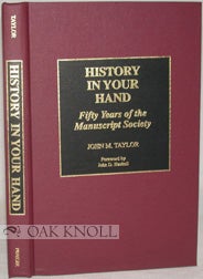 Order Nr. 92084 HISTORY IN YOUR HAND. John M. Taylor