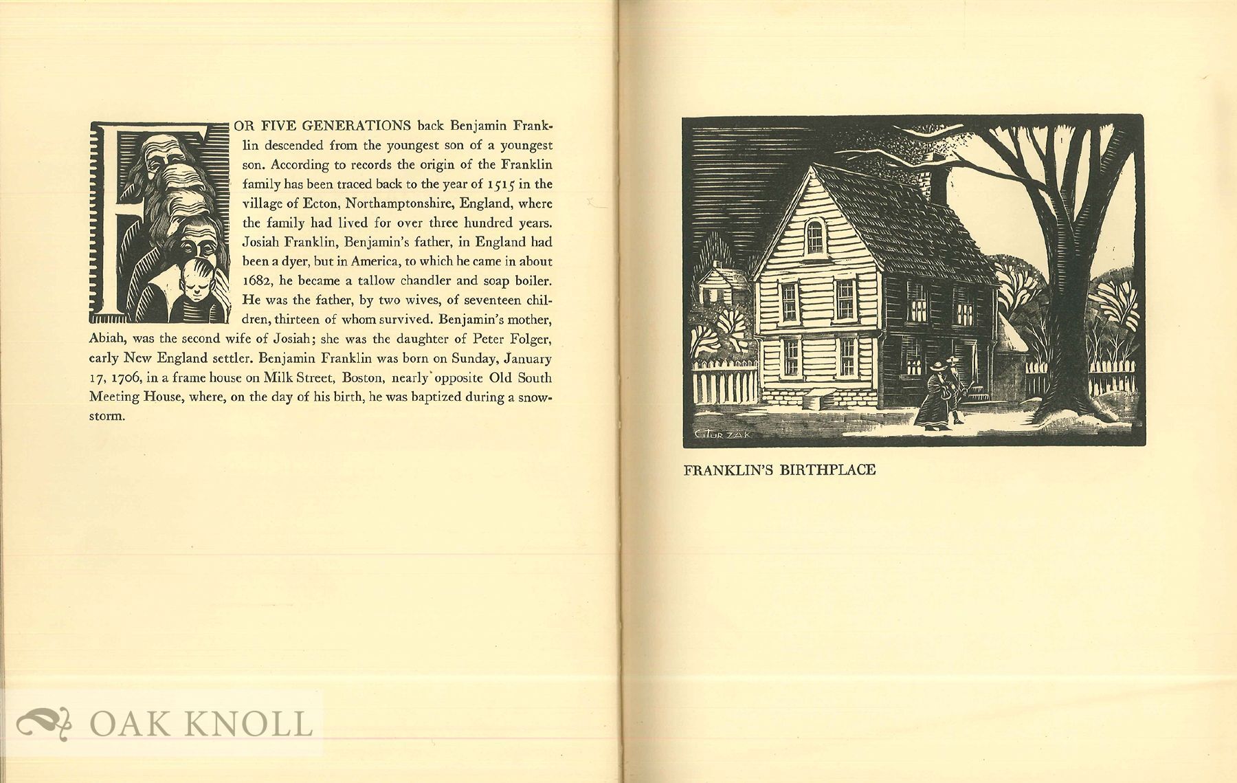 BENJAMIN FRANKLIN, A BIOGRAPHY IN WOOD CUTS | Charles Turzak