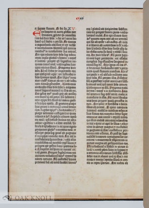 A NOBLE FRAGMENT. BEING A LEAF OF THE GUTENBERG BIBLE, 1450-1455.
