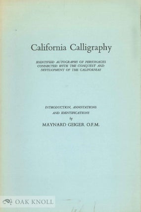Order Nr. 92544 CALIFORNIA CALLIGRAPHY. Maynard Geiger
