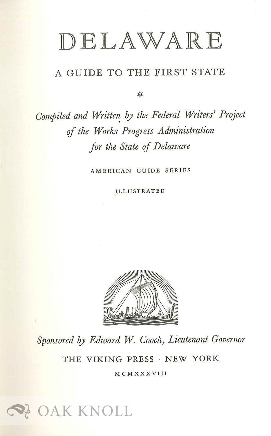 Delaware Book DELAWARE, A GUIDE TO THE FIRST STATE
