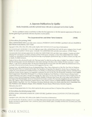 Order Nr. 92855 JOHN UPDIKE, A BIBLIOGRAPHY OF PRIMARY AND SECONDARY MATERIALS, 1948-2007. Jack...