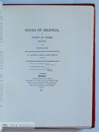A BYRON LIBRARY, A CATALOGUE OF PRINTED BOOKS, MANUSCRIPTS AND AUTOGRAPH LETTERS BY GEORGE GORDON NOEL, BARON BYRON.