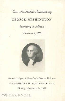 Order Nr. 93093 TWO HUNDREDTH ANNIVERSARY, GEORGE WASHINGTON BECOMING A MASON, NOVEMBER 4, 1752