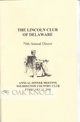 Order Nr. 93227 THE LINCOLN CLUB OF DELAWARE. ANNUAL DINNER.