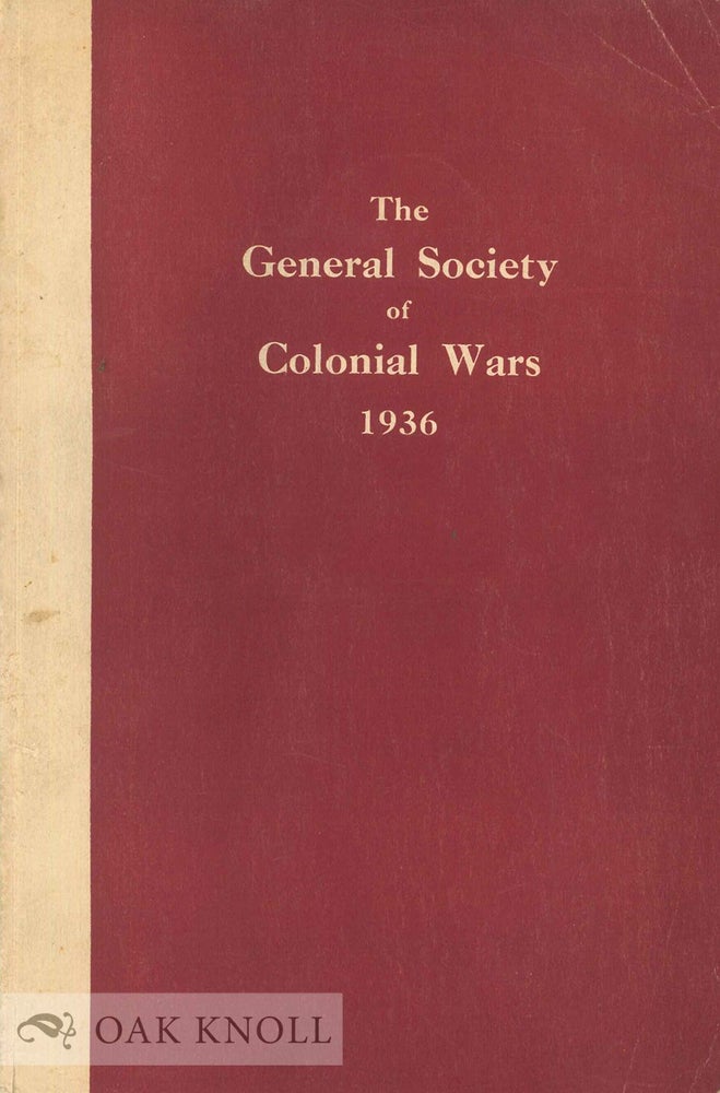 Order Nr. 93568 COLONIAL SOCIETY OF COLONIAL WARS.
