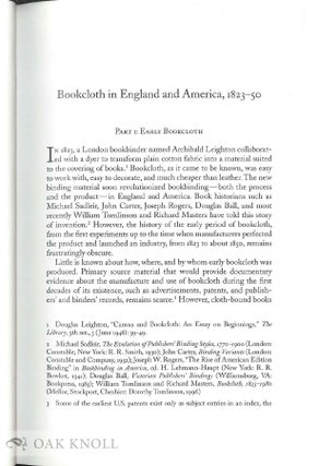 BOOKCLOTH IN ENGLAND AND AMERICA, 1823-50