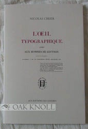 Order Nr. 94603 L' OEIL TYPOGRAPHIQUE. Nicolas Cirier