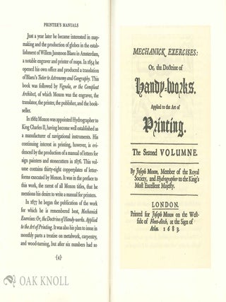 PRINTER'S MANUALS FROM MOXON TO THE PIA