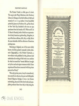 PRINTER'S MANUALS FROM MOXON TO THE PIA