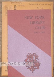 Order Nr. 94831 THE NEW YORK LIBRARY CLUB CENTENNIAL PROGRAM