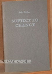 Order Nr. 95457 SUBJECT TO CHANGE. Felix Pollak